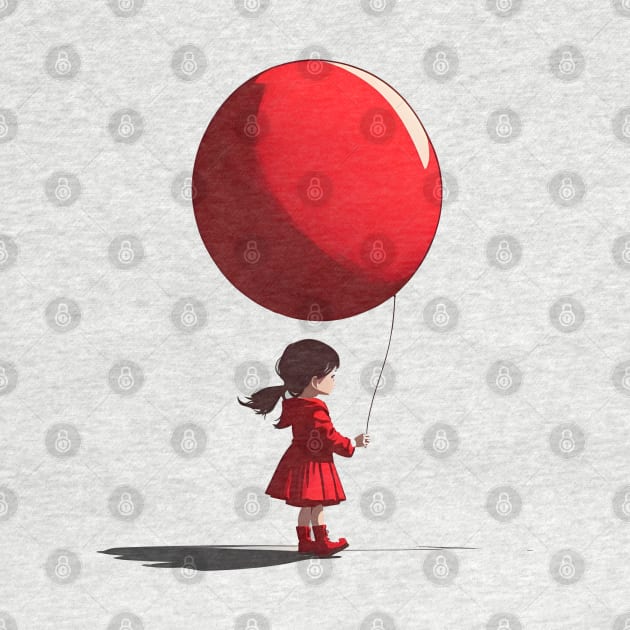 Little Girl With Big Red Balloon by Peter Awax